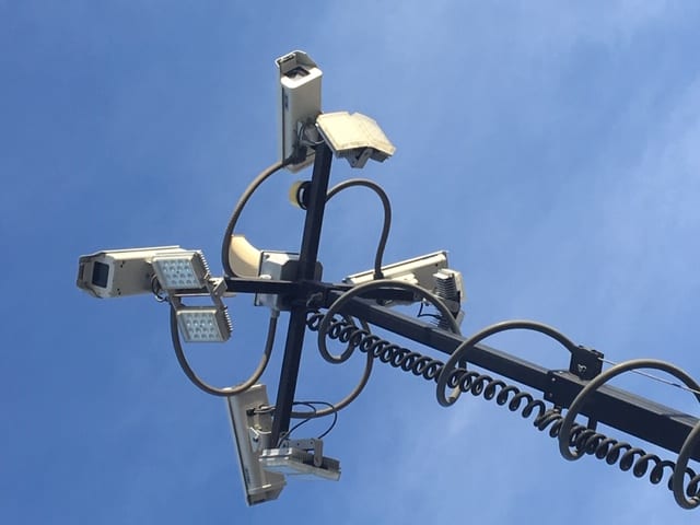 A Pole with CCTV Cameras and Lights